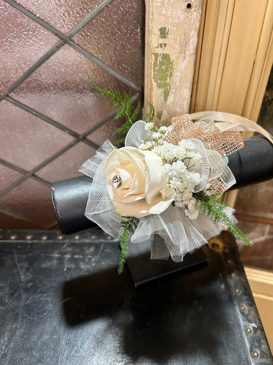 OPEN WHITE ROSE CORSAGE