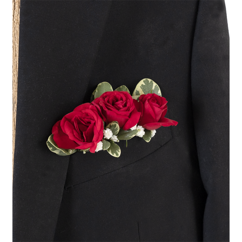 RED ROSE POCKET BOUTONNIER