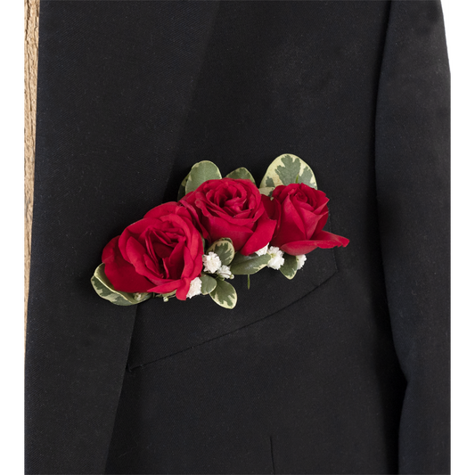 RED ROSE POCKET BOUTONNIER