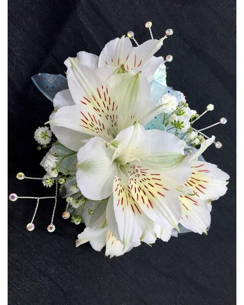 White Alstroemeria Corsage